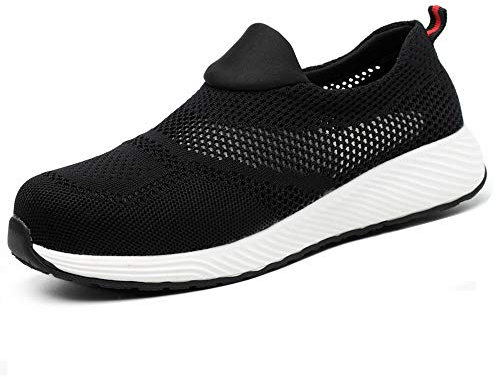 NACKINg Arbeitsschuhe Herren Sicherheitsschuhe Damen Leicht Atmungsaktiv Sportlich Schutzschuhe mit Stahlkappen, Schwarz, EU 39