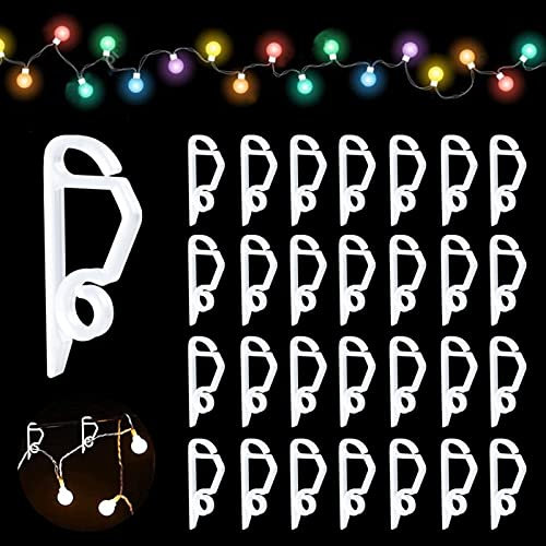 Surflyee 100 Stück Dachrinnenhaken für Lichterketten, Weihnachtslicht Clips, Girlandenhaken zum Aufhängen von Weihnachtsgirlanden an Dachrinnen, Regenrinnen-Haken aus Kunststoff für Indoor und Outdoor