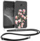 kwmobile Necklace Case kompatibel mit Samsung Galaxy A5 (2017) Hülle - Silikon Cover mit Handykette - Rosa Weiß Transparent Magnolien