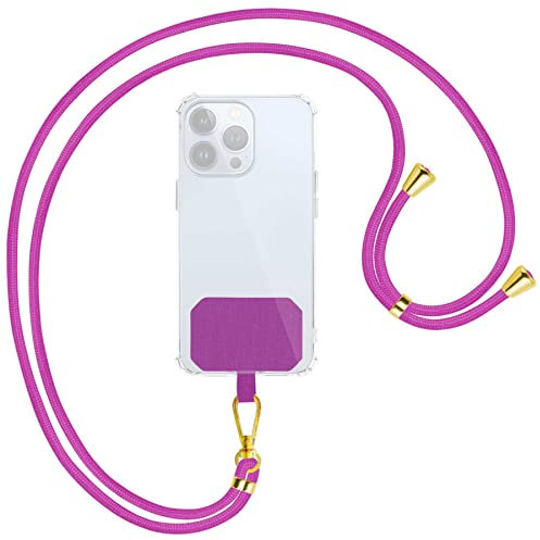 mtb more energy® Universal Handykette - Fucsia Pink - Metallteile Farbe Gold - kompatibel mit vielen Handyhüllen - Band Seil Kordel zum Umhängen