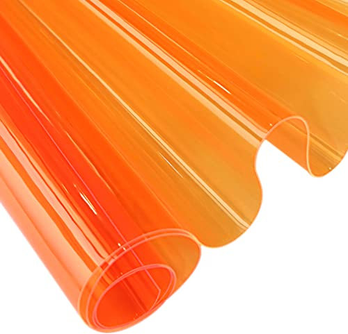 XHT 30 x 135 cm, transparentes PVC-Vinyl, 0,4 mm, Neonfarben, einfarbig, wasserdichter Stoff, super klar, verspiegelte Folienrolle für Handtaschen, Schleifen, DIY-Dekor, Orange