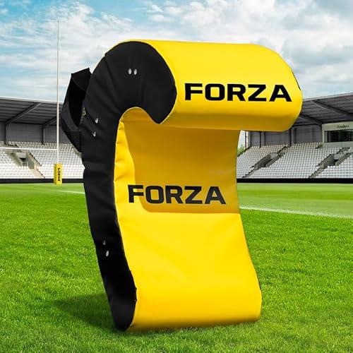 FORZA Rugby Ruck & Roll Pads | C-Shaped Rugby Contact Pads for Tackling, Rucking & Breakdown Drills | Foam Core & Handles | Junior & Senior Sizes (Yellow, Senior)