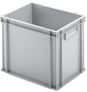 PROREGAL Eurobehälter mit geschlossenem Griff | HxBxT 32x30x40cm | 29 Liter | Grau | Eurobox, Transportbox, Transportbehälter, Stapelbehälter