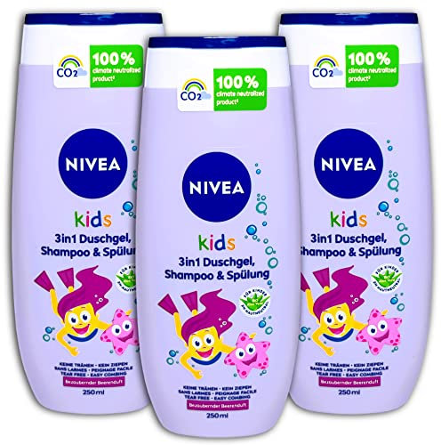 3 er Set Nivea Kids Shampoo Duschgel & Spülung 3 in 1 3 x 250 ml