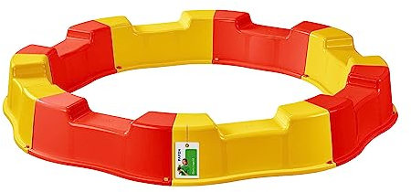 Sandkasten für Kinder – 160 x 22 cm - Modularer Sandbox 8 Elemente Runder Sandkiste für Garten Outdoor | Kunststoff (Gelb/Rot)