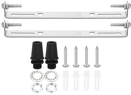 PATIKIL 155mm Support de Fixation Plafonnier, 2 Ensemble Lumière Luminaire Montage Support Plaque Acier Barre Transversale pour suspensions Mur Lumière, avec Vis Rondelle Écrou Trousse