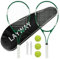 Tennisschläger für 2 Spieler, Freizeit für Anfänger, vorbespannt, 68,6 cm, leichtes Schläger-Set für Erwachsene für Damen und Herren, mit Tennisbällen, Griffflächen und Tragetasche, Grün