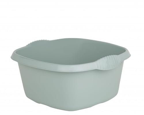 Aurora - High Grade Plastic 32cm Square Washing Up Bowl Kitchen Sink, Basin Mixing & Tidy Organizer with 9L Capacity. (Silver Sage)