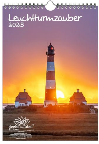 Leuchtturmzauber DIN A4 Kalender Hochformat für 2025 Küste Strand Leuchtturm Leuchttürme - Seelenzauber