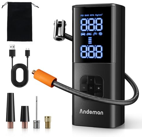 Elektrische Luftpumpe Tragbarer Luftkompressor 8000mAh, Mini Kompressor Fahrradpump 150PSI, mit Digital Display & LED Licht, Luftpumpe für Autos, Fahrräder, Bälle und Powerbank
