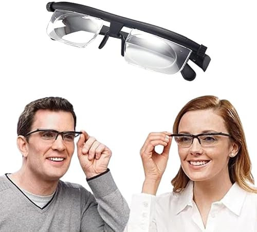 Einstellbarer Fokus Brille Dial Vision Nah- und Fernsicht Vision Adjustable Glasse HD-Zoom Einstellbare Grad -6,00 bis +3,00 Lesebrille, Entfernung Lesebrille für Männer Damen Fahren Ältere (1 STK)