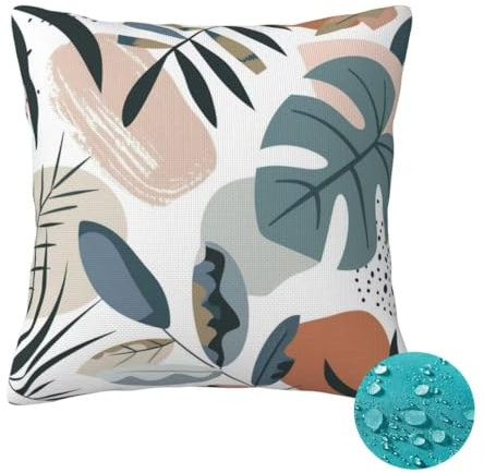 Outdoor Kissen Wetterfest 2 Stück Nordisch Kissenbezug 35x35cm, Sommer Gartenkissen Deko Outdoor Sitzkissen Wetterfest, Kissenbezüge Einfach Outdoorkissen für Balkon Terrasse Patio Garten Deko -OZ195