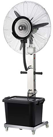 Ventilador oscilante de nebulización, ventilador de pulverización industrial de humidificación y refrigeración con refrigeración por agua y ventilador eléctrico con cabezal agitador, adecuado para e