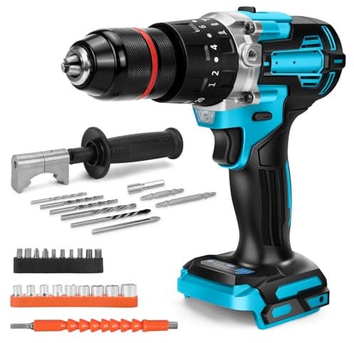 WingFly Cordless Drill Driver Compatible With Makita 18V Battery, Electric Power Hammer, 140N.m Max, 20+3 Torque, 2 Speed, LED Light for Home Garden DIY Project