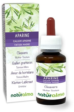 Cleavers or Clivers (Galium aparine) herb with Flowers Alcohol-Free Mother Tincture Naturalma - Liquid Extract Drops 60 ml - Food Supplement - Vegan