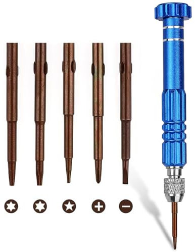 Mini Screwdriver Set, 5-in-1 Precision Screwdriver Bit Sets, Glasses Repair Kit, Professional Small Manual Screwdriver Repair Tool Kit for Laptop Phone Watch Sunglasses Jewelry Computer(Blue)