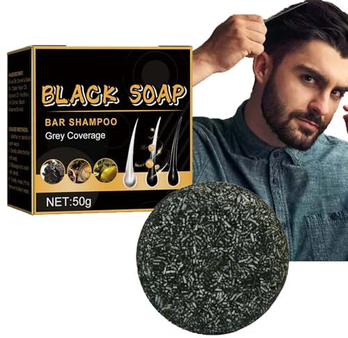 Anti Gray Bar, Grau Glanz Seife, 2024 Neu Spartan Grey Hair Reverse Bar, Haarseife gegen Graue Haare, Schwarze Seife gegen Graue Haare, Schwarze Seife für Reinigt das Haar Gründlich (1PC)
