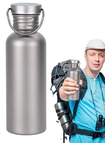 Whnbuij Outdoor-Titan-Flasche – Titan-Wasserflasche für Sport, Hydratation, Radfahren, tragbarer Wasserkocher, hitzebeständig für Bergsteigen, Camping, Picknick