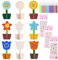 12 Stück Blumen Holzbastelsets für Kinder, Bastelset Kindergeburtstag, Holz Basteln, Blumen aus Holz, Gestalten und als Dekoidee (Style 2)