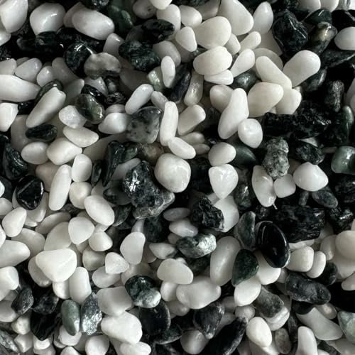 Steinteppich Epoxidharz Set Innen & Außen (ca. 28kg / 2-2,5m²) | 16 Farben | 25kg 2-4mm Marmorkies + 3L, 2K Epoxidharz Bindemittel | Für Balkon, Terrasse, Treppen, Garage (Bianco Verde)