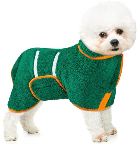 Bienbee Hundebademantel, schnell trocknend, super saugfähig, für nach dem Baden, warmes Handtuch, Hundebadzubehör, Dunkelgrün, Größe S