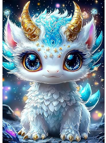 AIRDEA Drache Diamond Painting Erwachsene, DIY 5D Fantasiedrache Diamant Painting Bilder, Bastelset Erwachsene Frauen als Haus Wanddeko 30x40 cm