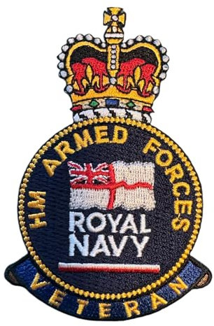 Royal Navy Veteran HM Armed Forces crest on patch iron or sew on patch