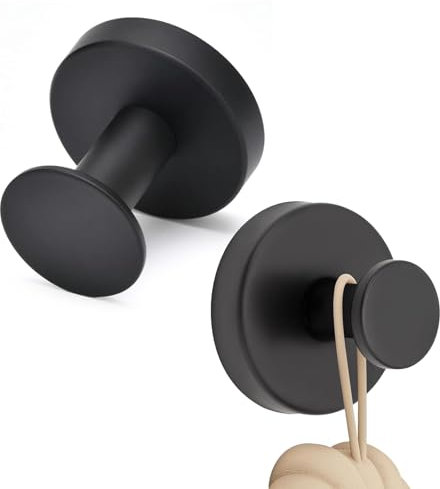 XZSKD 2 PCS Suction Hooks, Vacuum Suction Cup Hooks Holder Stick to Window Smooth Wall, Bathroom Towel Coat Hook Suitable for Wall Glass Mirror Smooth Surface (Black)