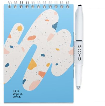 MOYU Erasable Notebook - A6 Stone Paper - Hardcover - Rocky Ice - Multifunctional Pages - Includes Erasable Pen, Cloth, and Pen Holder