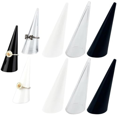 Acryl-Ringhalter, Ringständer, Schmuck-Ring-Display, Kegel, Ringhalter, transparenter Fingerringe, Präsentationsständer für Schmuck, 6 Stück