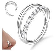 Diamday Nasenpiercing Ring CZ Nasenring Hoop 316L Chirurgenstahl Helix Piercings Septum Ring Nasenpiercing Conch Tragus Daith Piercing Ring Gold Silber Ohrpiercing Knorpelohrring Lippenring 18G/20G