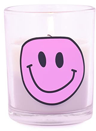 pajoma® kerze im Glas Beige - Grau 1 Stück | Smiley Design | 80g Wachs, Brenndauer ca. 16 Stunden, unbeduftet | Dekoration für Partys, Hochzeiten & Spa | Premium Qualität