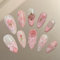 GlamRays 24 Pièces Ongles Y2K Mignons Amande à Presser, Charms 3D, Paillettes, Strass, Cœur, Perle, Noeud, Faux Ongles Amande Moyenne