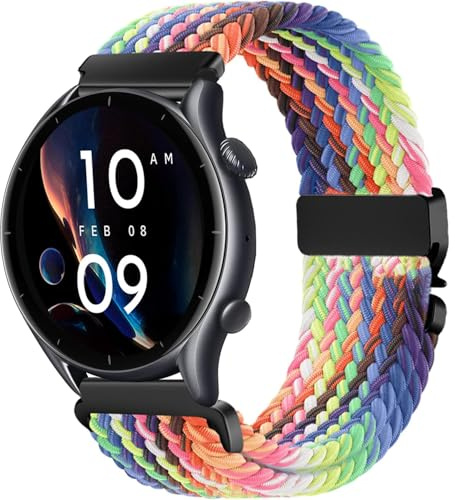 VELULYX Nylon trenzado correa compatible con Amazfit GTR 47 mm/2/2e/3/3 Pro/GTR 4/4 Pro/Stratos 3/Stratos 2, 22MM correa elástica para Xiaomi S1/Xiaomi Mi/S1 Active/S3/Watch 2