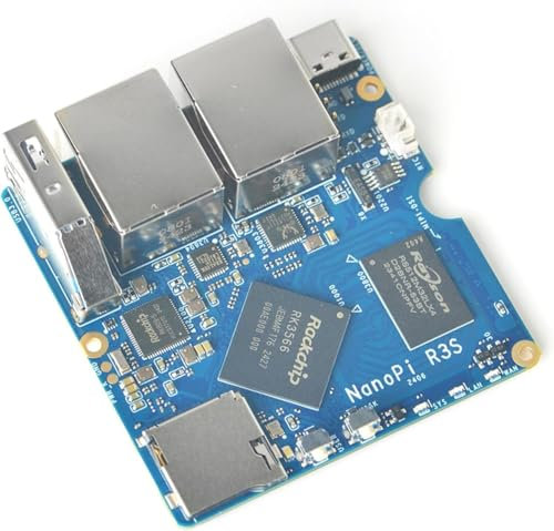 NanoPi R3S Mini Router OpenWRT, 2 GB LPDDR4X RAM, con Ethernet Dual Gbps per Smart Home Office Gateway IoT NAS Applications, Support Debian Ubuntu OS (R3S Board SBC1, 1GB RAM 32GB eMMC)