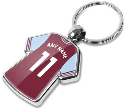 Graphics 'n' Tees West ham shirt keyring, football 24/25 team west ham tshirt key rings, personalise with any name and number