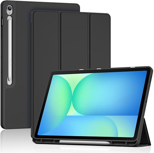 ProCase Hülle für Galaxy Tab S10 FE+ Plus 13.1'' 2025 (SM-X620/ X626/ X626B) mit S Pen Holder, weich TPU Schutzhülle Case -Schwarz