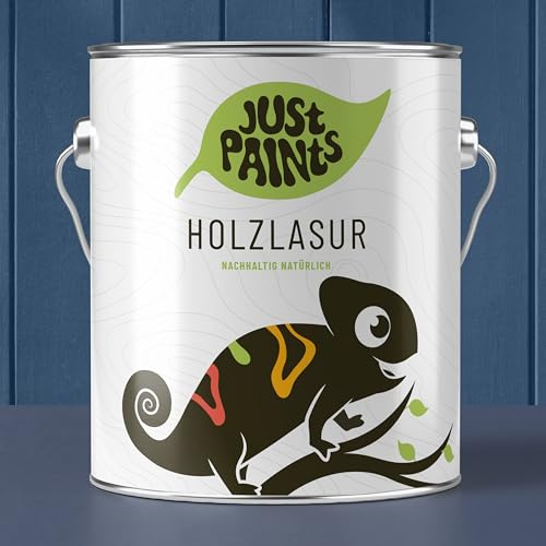 JUST PAINTS - ECO Holzlasur für Außen auf Wasserbasis | Nachhaltig natürlich - made in Germany (Santorinblau, 1 Liter)