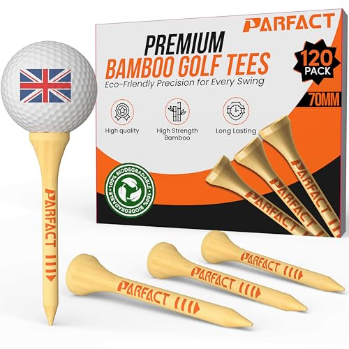 ParFact Golf-Tees aus Bambus, 70 mm, 30 Stück, Natur