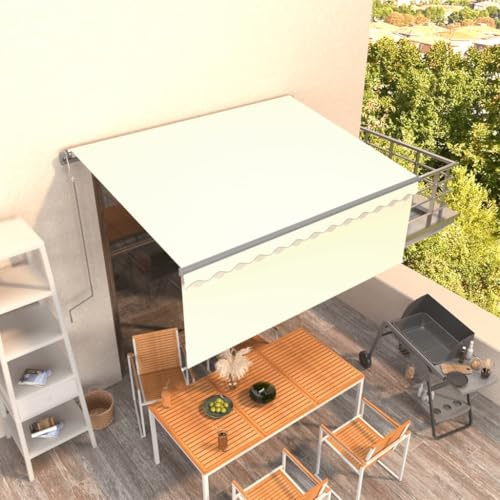 Elektrische Markise mit Motor, 3,5x2,5m Creme, UV- & Wasserbeständig für Terrasse, Garten, Balkon, Automatisch Einziehbar