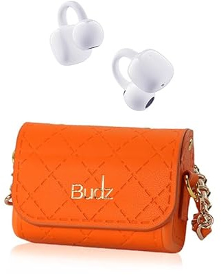 BUDZ Wireless Earbuds with Gift Box for Women, Bluetooth 5.4 Headphones with leather bag, Hi-Fi Dual-Magnetic Diaphragm Earphone, 36H Battery, ANC, 360° Spatial Immersion (HMS Orange)
