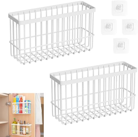 Selbstklebendes Aufbewahrungsboxen, 2 Stück Küchenschranktür Aufbewahrungsbox, Wandmontierte Küchenschrank Organizer, Schrank Organizer für Küche, für Schrank Küchenaufbewahrung (Weiß)