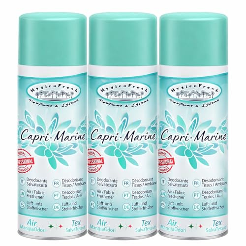 HOME PRO – Kit 3 Spray Deodoranti Professionali Capri Marine per Tessuti e Ambienti – Formula Mangiaodori e Proteggi Tessuti – Fragranza Intensa e Lunga Durata – 3x400 ml – Made in Italy