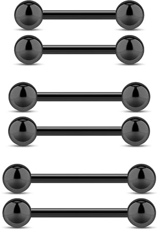 QZKJQDD 3 Paare 14G Chirurgenstahl Außengewinde Zungenpiercing Nippel Piercing Barbell Helix Cartilage Ohr Piercing Retainer Körperschmuck 6mm 8mm 10mm