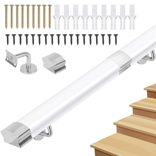 Handrails for Stairs, Non-Slip Stair Banister with Brackets,Against The Wall Safety Stair Hand Rails with Fittings for Indoor Loft Corridor