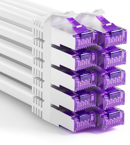 FGB 10 Gbps Patchkabel 3m x10, RJ45 Netzwerkkabel CAT 7 - Weiß | SFTP PIMF Schirmung, Kupferkabel Ethernet Kabel 300cm, Netzwerkschrank-Organisation, DSL LAN Kabel Kurz CAT7 CAT6 CAT5