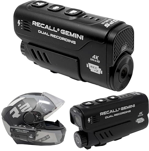 Recall Rider GEMINI 4K Dual Twin Front and Rear Recording Helmet Riding Camera 128GB Cam 4K HD Double Action Safety Cam For Motorcycle, Motorbike, Bikes, Cycle, Horse Riding, Equestrian Hacking