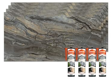IZODEKOR Wandpaneele Marmoroptik 60x120 cm | Küchenrückwand Platte Wandpaneel | Pvc Wandverkleidung für Küche, Bad | Spritzschutz Küche | Wasserfest und Hitzebeständig | Smoky Brown