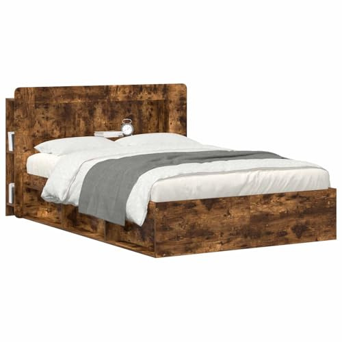 vidaXL Kopfteil-Schrank mit Speicher Geräucherte Eiche Holzwerkstoff, Organisationsschrank fürs Schlafzimmer, vielseitiger Kopfhörer, stylische Ergänzung, haltbare Aufbewahrung