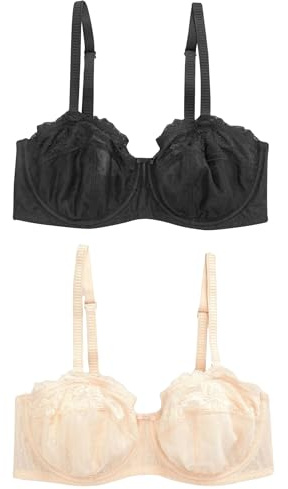NEXT Damen 2er-Pack Unwattierte, trägerlose BHS, DD Plus Schwarz/Praline Nude 80 F